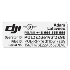 25x10mm aluminium Tabliczka operator drona