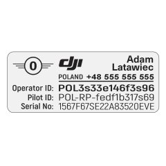 25x10mm aluminium Tabliczka operator drona