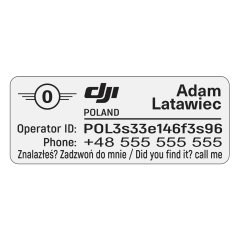 25x10mm aluminium Tabliczka operator drona