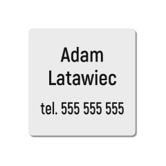 30x30mm aluminium tabliczka z numerem telefonu