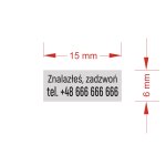 Naklejka informacyjna z numerem telefonu - ZNALAZŁEŚ, ZADZWOŃ  - 15x6mm